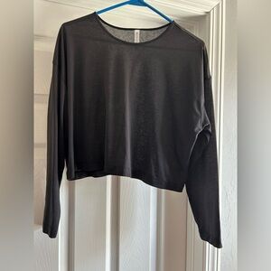 Athleta Black Long Sleeve Crop Top